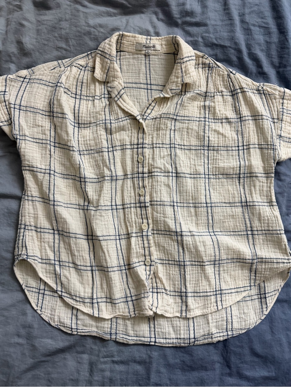 Madewell Lightspun Cotton Gauze Plaid Button Down Shirt XS